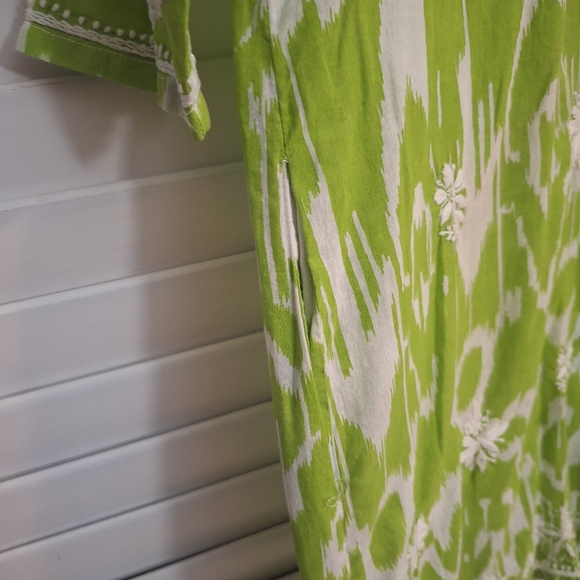 Gretchen Scott Designs Lime Green Embroidered Cotton Tunic Dress - Picture 4 of 8